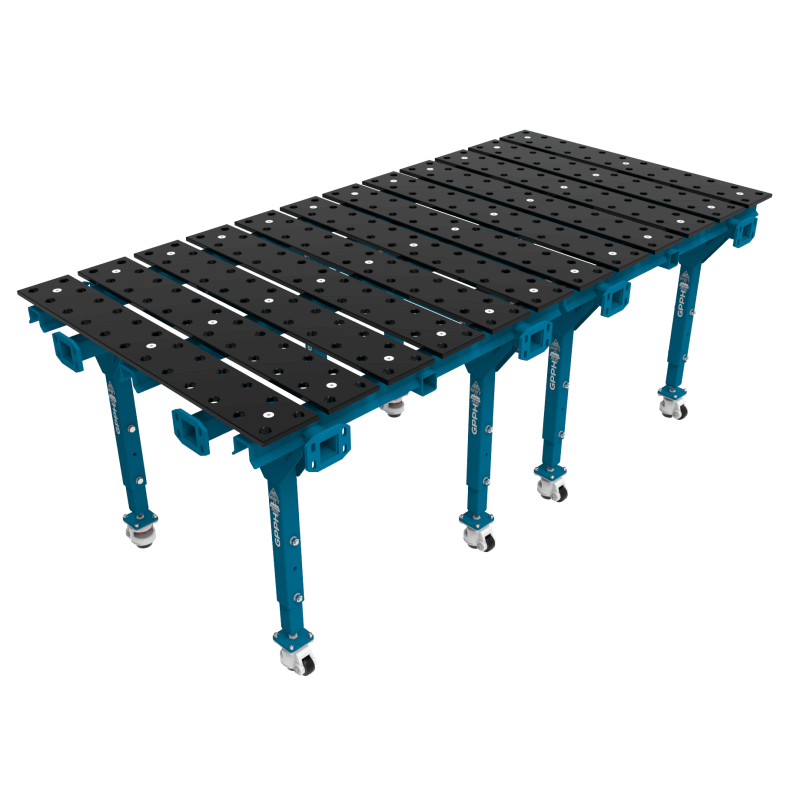 Dvojitý modulární svařovací stůl oxidovaný 2400x1200 mm