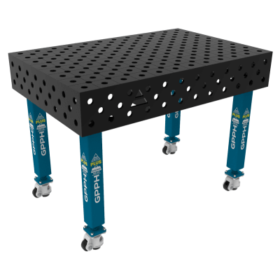 Mesa de soldadura PLUS Tamanho - 1200x800mm, Grelha - diagonal, Sistema - Φ28, Pernas - Sobre rodas