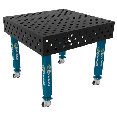 Table de soudage PLUS Taille - 1000x1000mm, Grille - diagonale, Système - Φ28, Pieds - Sur roues