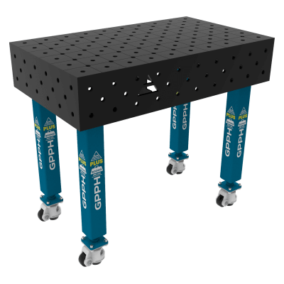 Table de soudage PLUS Taille - 1000x600mm, Grille - diagonale, Système - Φ16, Pieds - Sur roues
