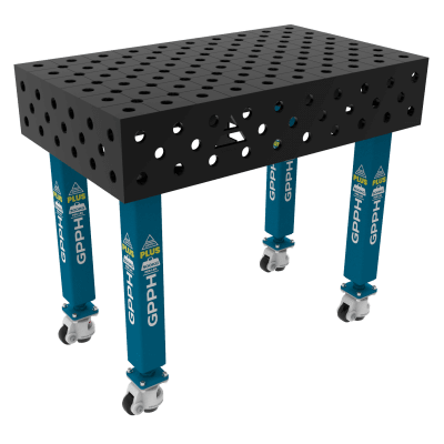 Lastafel PLUS Maat - 1000x600mm, Rooster - diagonaal, System - Φ28, Poten - Op wielen