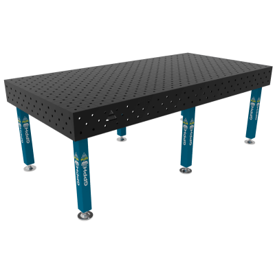 Mesa de soldadura PLUS Grelha - diagonal, Sistema - Φ16, Tamanho - 2400x1200mm, Pernas - Nos pés