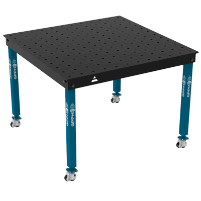 Mesa de soldadura BASIC Tamanho - 1200x1200mm, Grelha - 100x100mm, Sistema - Φ16, Pernas - Sobre rodas