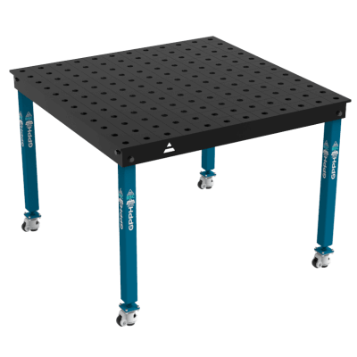 Sveisebord BASIC Størrelse - 1200x1200mm, Rutenett - 100x100mm, System - Φ28, Ben - På hjul