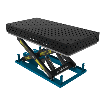 Table de soudage PRO 2000x1000 mm avec système de levage hydraulique, system 28, grille 100x100mm