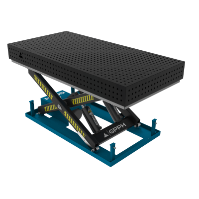 Svejsebord PRO 2000x1000 mm med hydraulisk løftesystem, system 16, grid 50x50mm