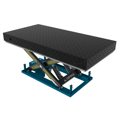 Metināšanas galds PRO 2400x1200 mm ar hidraulisko pacelšanas sistēmu, system 16, režģis 100x100mm