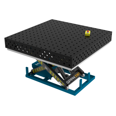 Table de soudage PRO 1500x1480 mm avec système de levage hydraulique, system 28, grille 100x100