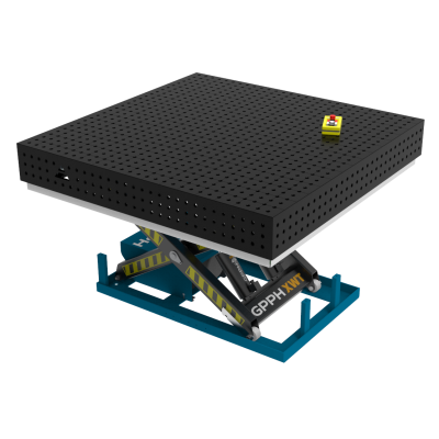 Kaynak masası PRO 1500x1480 mm hidrolik kaldırma sistemi ile, sistemi 16, ızgara 50x50mm