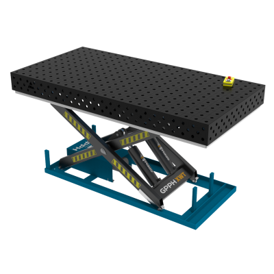 Masă de sudură PLUS 2400x1200 mm cu sistem hidraulic de ridicare, sistem 28, rețea 100x100mm