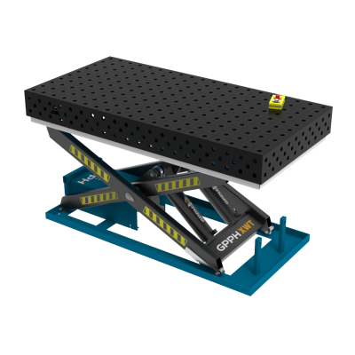 Table de soudage PLUS 2000x1000 mm avec système de levage hydraulique, system 28, grille 100x100mm