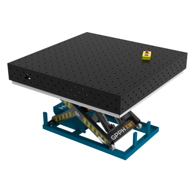 Suvirinimo stalas PLUS 1500x1480 mm su hidrauline kėlimo sistema, system 28 tinklelis 50x50mm