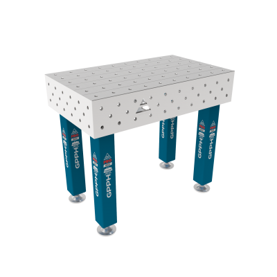 Mesa de soldadura PRO INOX Tamanho - 1000x600mm, Grelha - 100x100mm, Sistema - Φ16, Pernas - Nos pés
