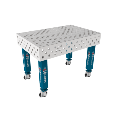 Table de soudage PRO INOX 1200 x 800 mm Grille - diagonale, Système - Φ28, Pieds - Sur roues, Plateau de table PRO INOX