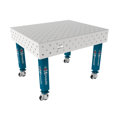 Table de soudage PRO INOX 1200 x 1000 mm Grille - diagonale, Système - Φ16, Pieds - Sur roues, Plateau de table PRO INOX