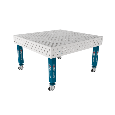 Lastafel PRO INOX 1500 x 1480 mm Rooster - diagonaal, System - Φ28, Poten - Op wielen, Tafelblad dikte PRO INOX