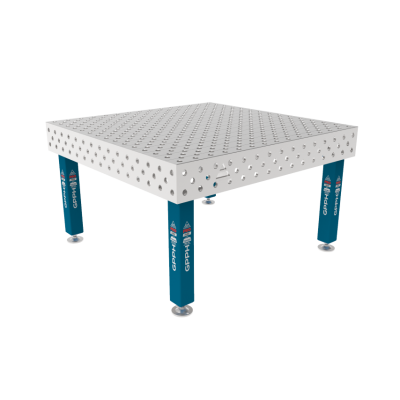 Mesa de soldadura PRO INOX 1500 x 1480 mm Grelha - diagonal, Sistema - Φ28, Pernas - Nos pés, Tabletop PRO INOX