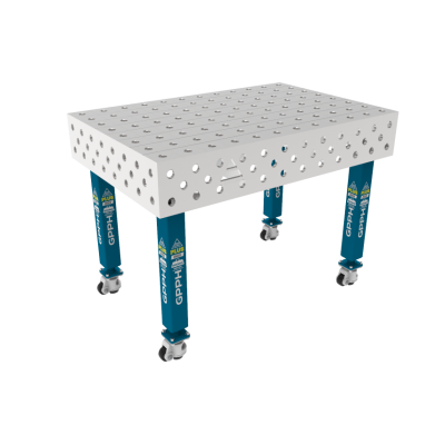 Table de soudage PLUS INOX 1200 x 800 mm Grille - 100x100mm, Système - Φ28, Pieds - Sur roues, Plateau de table PLUS INOX