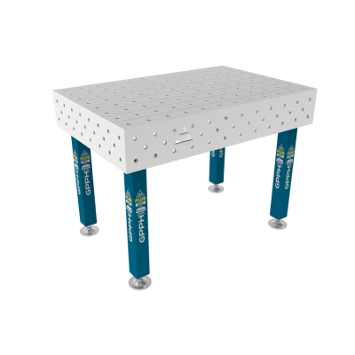 Mesa de soldadura PLUS INOX 1200 x 800 mm Grelha - 100x100mm, Sistema - Φ16, Pernas - Nos pés, Tabletop PLUS INOX