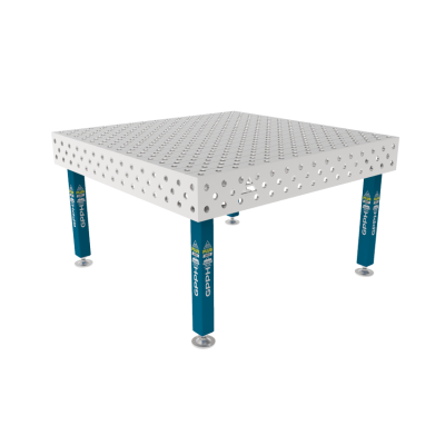 Table de soudage PLUS INOX 1500 x 1480 mm Grille - diagonale, Système - Φ28, Pattes - Sur les pieds, Plateau de table PLUS INOX