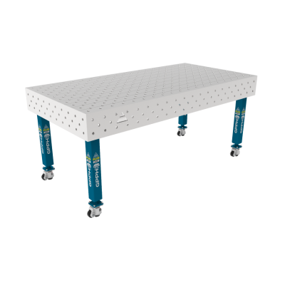 Kaynak masası PLUS INOX 2000 x 1000 mm Izgara - diyagonal, Sistem - Φ16, Legs - Na KOŁACH, Masa üstü PLUS INOX