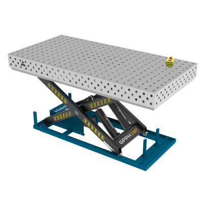 Metināšanas galds PRO INOX 2400x1200 mm ar hidraulisko pacelšanas sistēmu, system 28, režģis 100x100mm