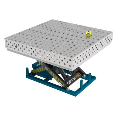 Table de soudage PLUS INOX 1500x1480 mm avec système de levage hydraulique, system 28, grille 100x100