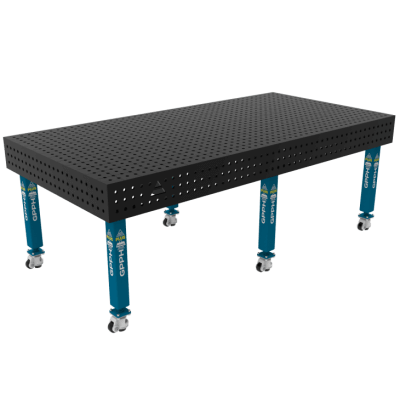 Lastafel PLUS Rooster - 50x50mm, System - Φ16, Maat - 2400x1200mm, Poten - Op wielen