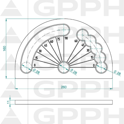 Gradskiva, System - Φ28, Series - PLUS technical drawing