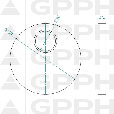 Eccentric stop φ100, System - Φ28, Series - PLUS technical drawing