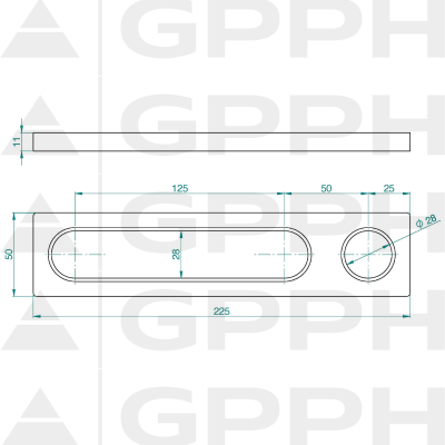 Aanslag 225, System - Φ28, Serie - PLUS technische tekening