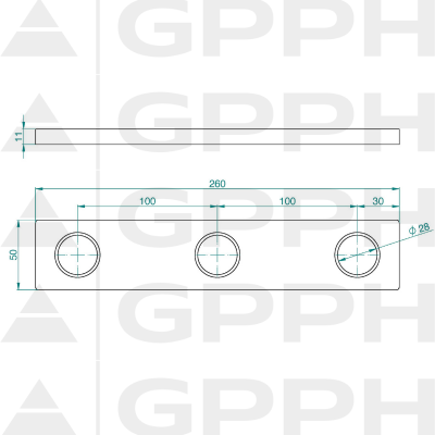 Aanslag 260, System - Φ28, Serie - PLUS technische tekening