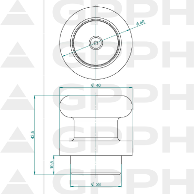 Bolț de asamblare magnetică PLUS - fi28 mm - technical drawing