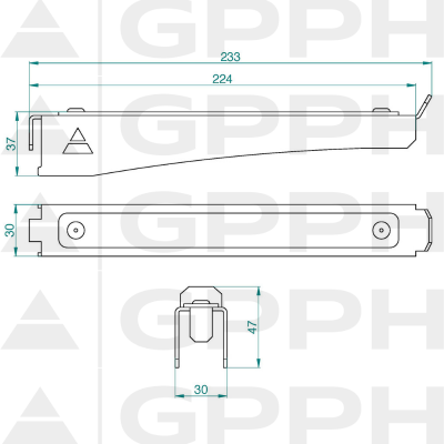 Mobiele plank voor verlengstukken - technische tekening