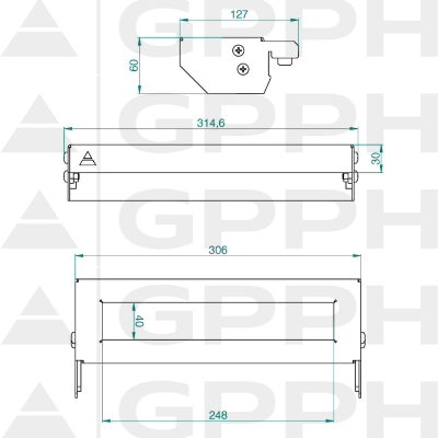 Mobile shelf for clamps M - technical drawing