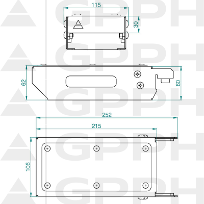 Düz mobil raf S - technical drawing