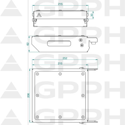 Düz mobil raf L - technical drawing