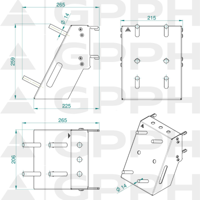 Tablette porte-outils mobile MIX fi16 mm - schéma technique