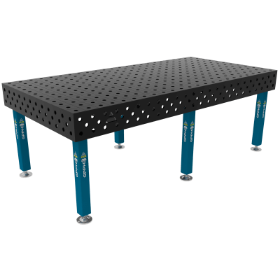 Mesa de soldadura PLUS Cuadrícula - 100x100mm, Sistema - Φ28, Tamaño - 2400x1200mm, Patas - En los pies