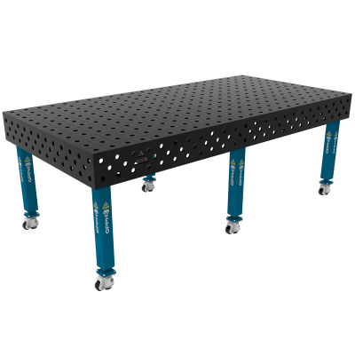 Table de soudage PLUS Grille - 100x100mm, Système - Φ28, Taille - 2400x1200mm, Pieds - Sur roues