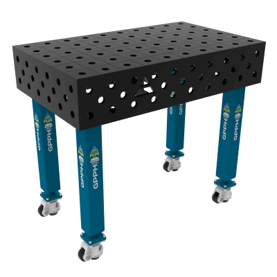 Lastafel PLUS Maat - 1000x600mm, Rooster - 100x100mm, System - Φ28, Poten - Op wielen