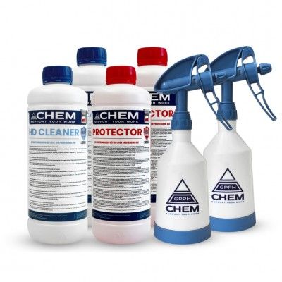 Ķīmisko aģentu komplekts 2x HD Cleaner 2x Protector 2x Smidzinātājs GPPH CHEM