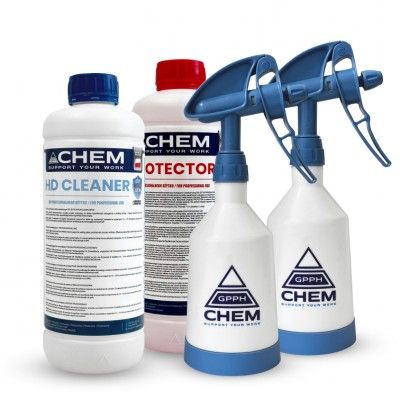 Ķīmisko aģentu komplekts 1x HD Cleaner 1x Protector 2x Smidzinātājs GPPH CHEM