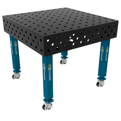 Sveisebord PLUS Størrelse - 1000x1000mm, Rutenett - 100x100mm, System - Φ28, Ben - På hjul