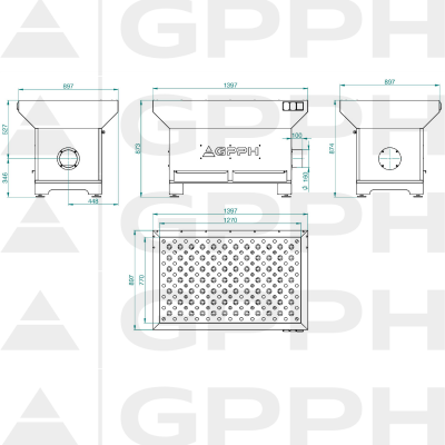 Technische tekening Slijpen-lassen station 1270x770mm - basis 1270x770