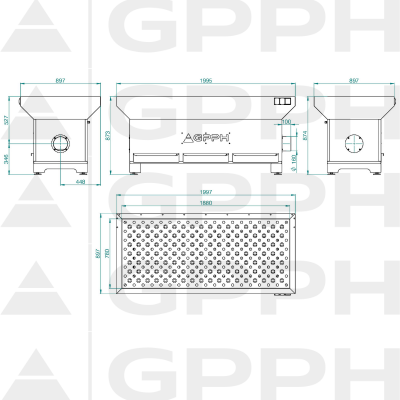 Technische tekening Slijpen-lassen station 1870x770mm - basis 1870x770mm