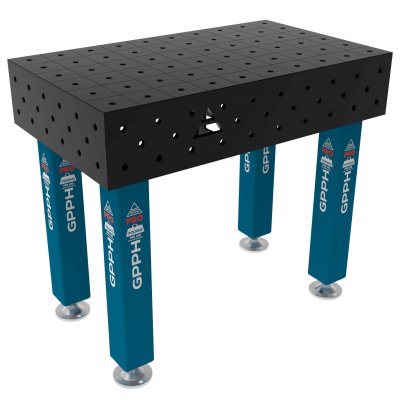 Metināšanas galds PRO Izmērs - 1000x600mm, Tīkls - 100x100mm, Sistēma - Φ16, Kājas - uz pēdām