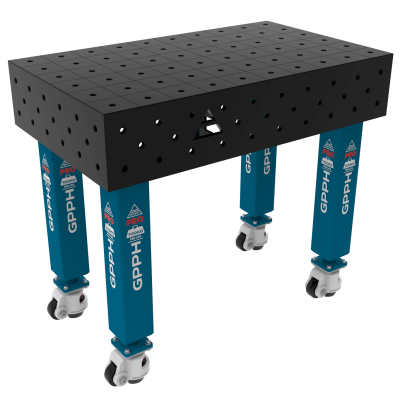 Table de soudage PRO Taille - 1000x600mm, Grille - 100x100mm, Système - Φ16, Pieds - Sur roues