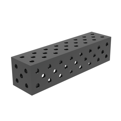 Welding connection block 600x200x200mm, Grid - diagonal, System - Φ28