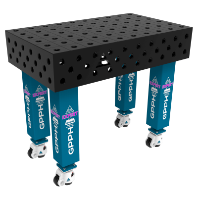 Table de soudage EXPERT Taille - 1000x600mm, Grille - 100x100mm, Système - Φ28, Pieds - Sur roues